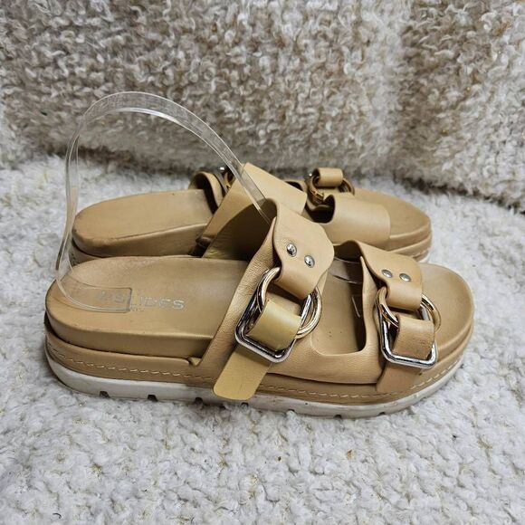 J/Slides Baha Sand Leather Platform Slide Sandals‎ sz 9 - Picture 1 of 7